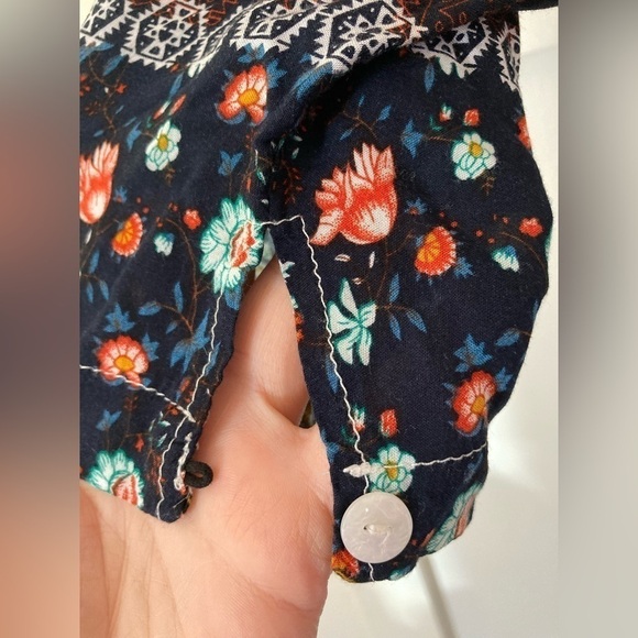 R. Vivimos button down boho maxi dress split skirt tab sleeves hobo chic print - Picture 5 of 13